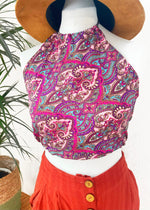 Paisley Bohemian Halter Backless Crop Top Free Size