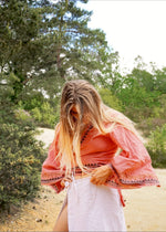 Bodhi Raw Cotton Wrap Top In Coral